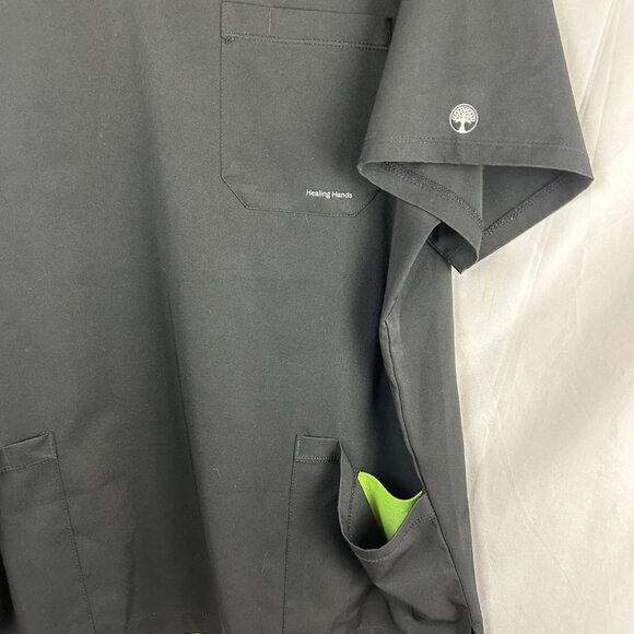 HH Works Healing Hands Scrub Shirt Men 2XL Black Style 2590 Matthew Short Sleeve - Picture 9 of 11